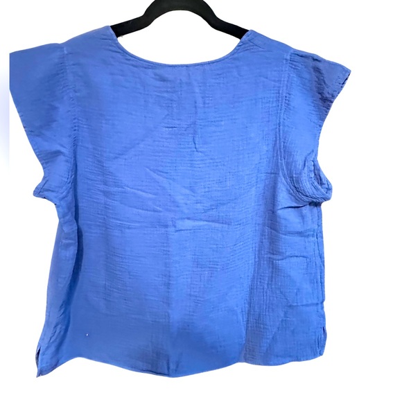 Three Dots Large Double Gauze Top Periwinkle Blue - Picture 4 of 5